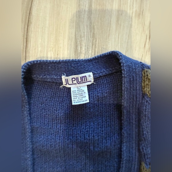 Vintage 1980s JL Plum Women's Vibrant Knit Cardigan large - Picture 9 of 9